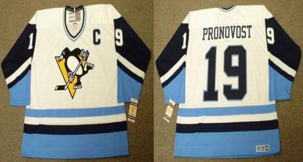 2019 Men Pittsburgh Penguins 19 Pronovost White blue CCM NHL jerseys